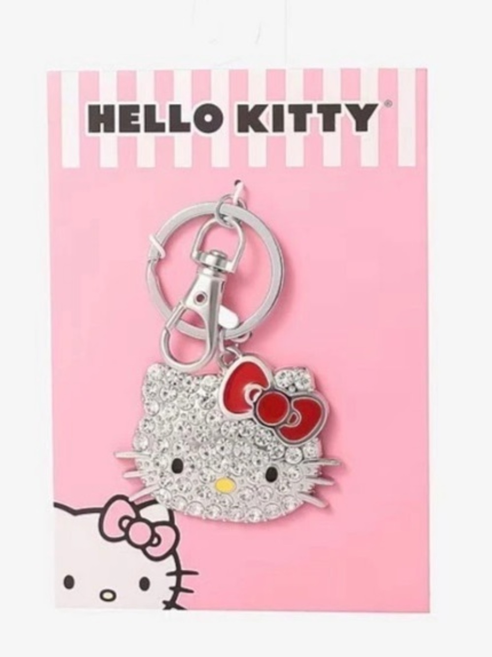 Hello Kitty Key Chain Silver & Red Like New